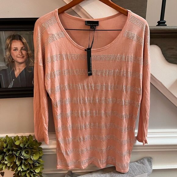 i jeans by Buffalo Tops - I Jeans by Buffalo Pink Silver Stuffed Long Sleeve Shirt sz L NWT